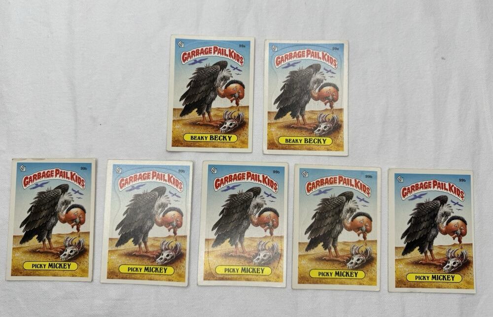 1986 Garbage Pail Kids Lot of 7 Beaky Becky Picky Mick Cards Original Series Raw